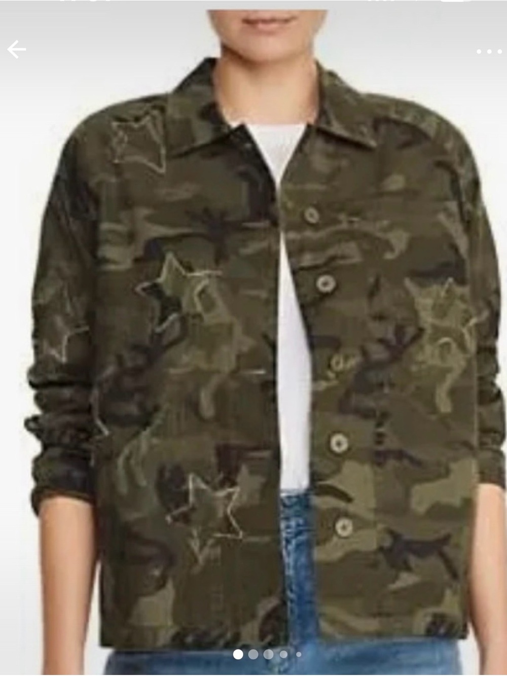 Aqua Olive Camo Star Embroidered Utility Jacket